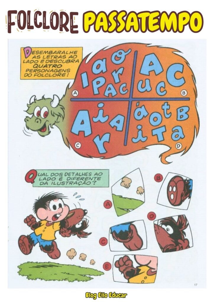 Passatempo do Folclore para imprimir