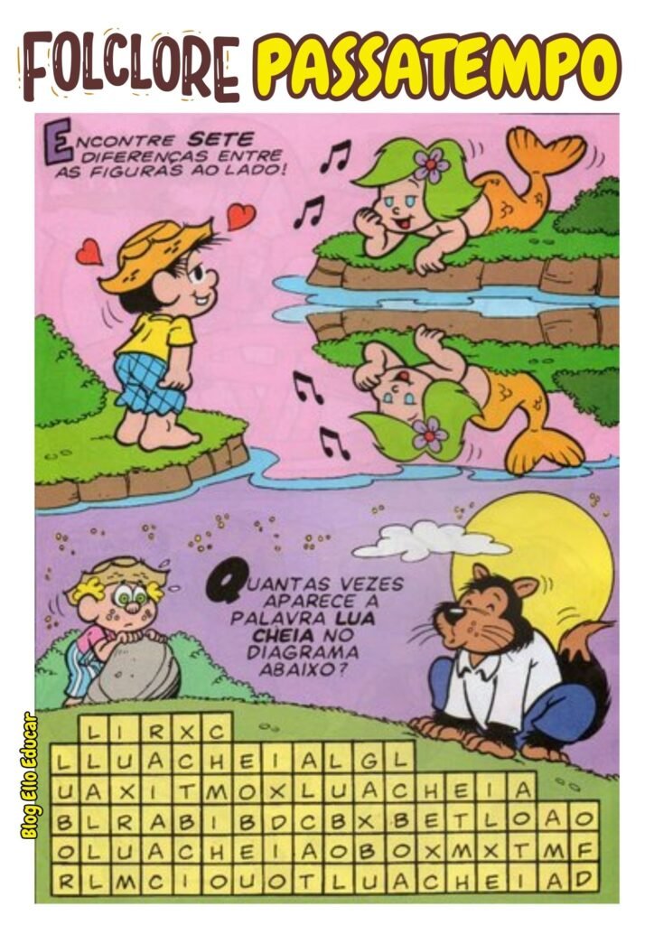 Passatempo do Folclore para imprimir