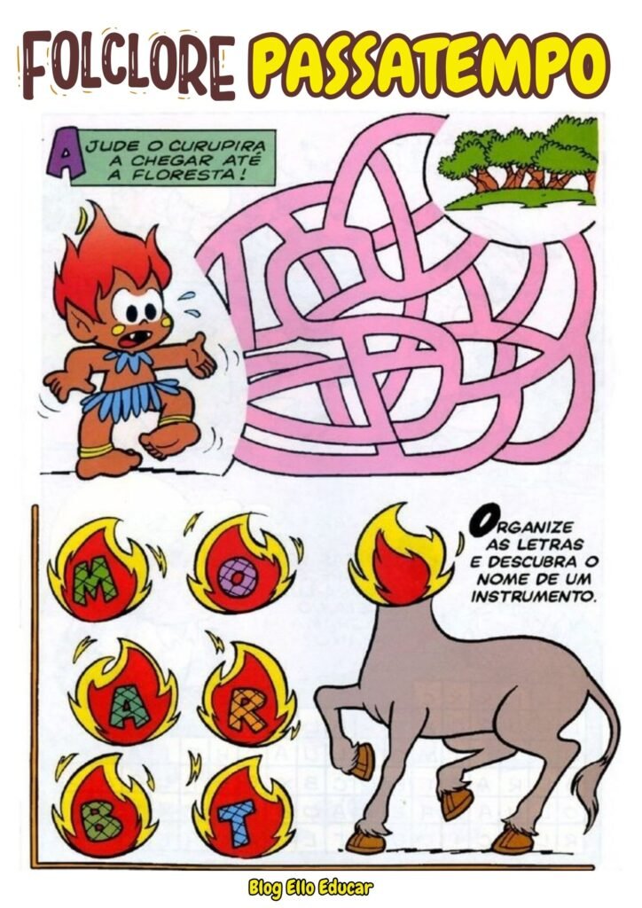 Passatempo do Folclore para imprimir