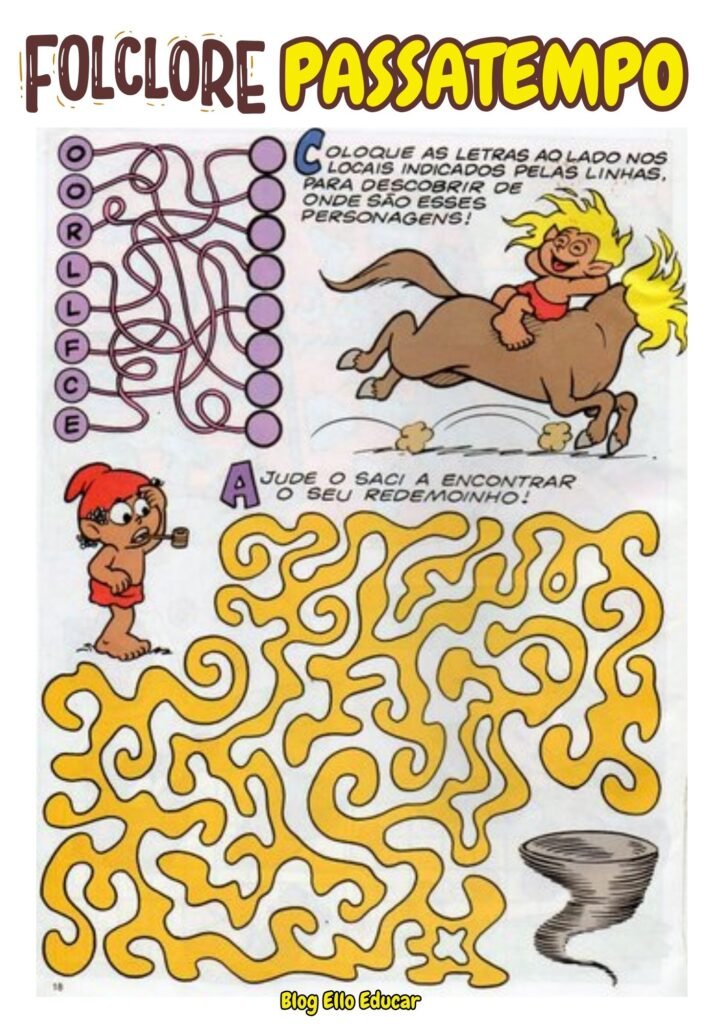 Passatempo do Folclore para imprimir