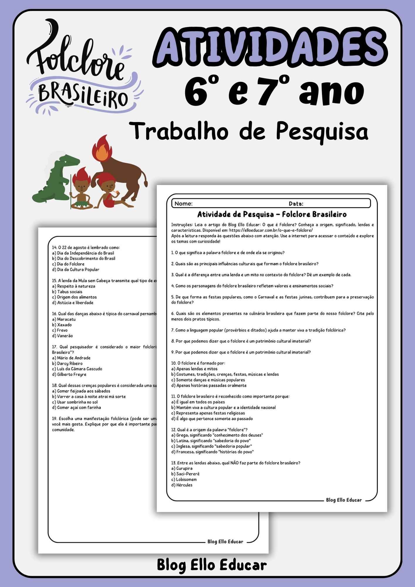Trabalho de pesquisa sobre o Folclore - 6° e 7°