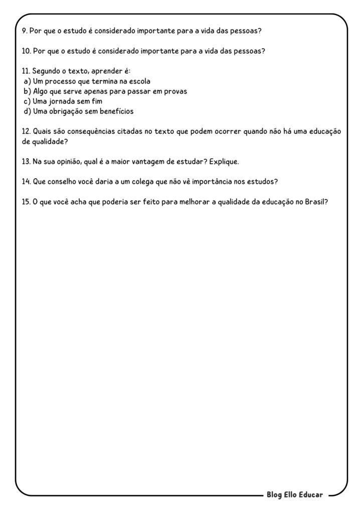 atividades para o dia do estudante 8° e 9° ano