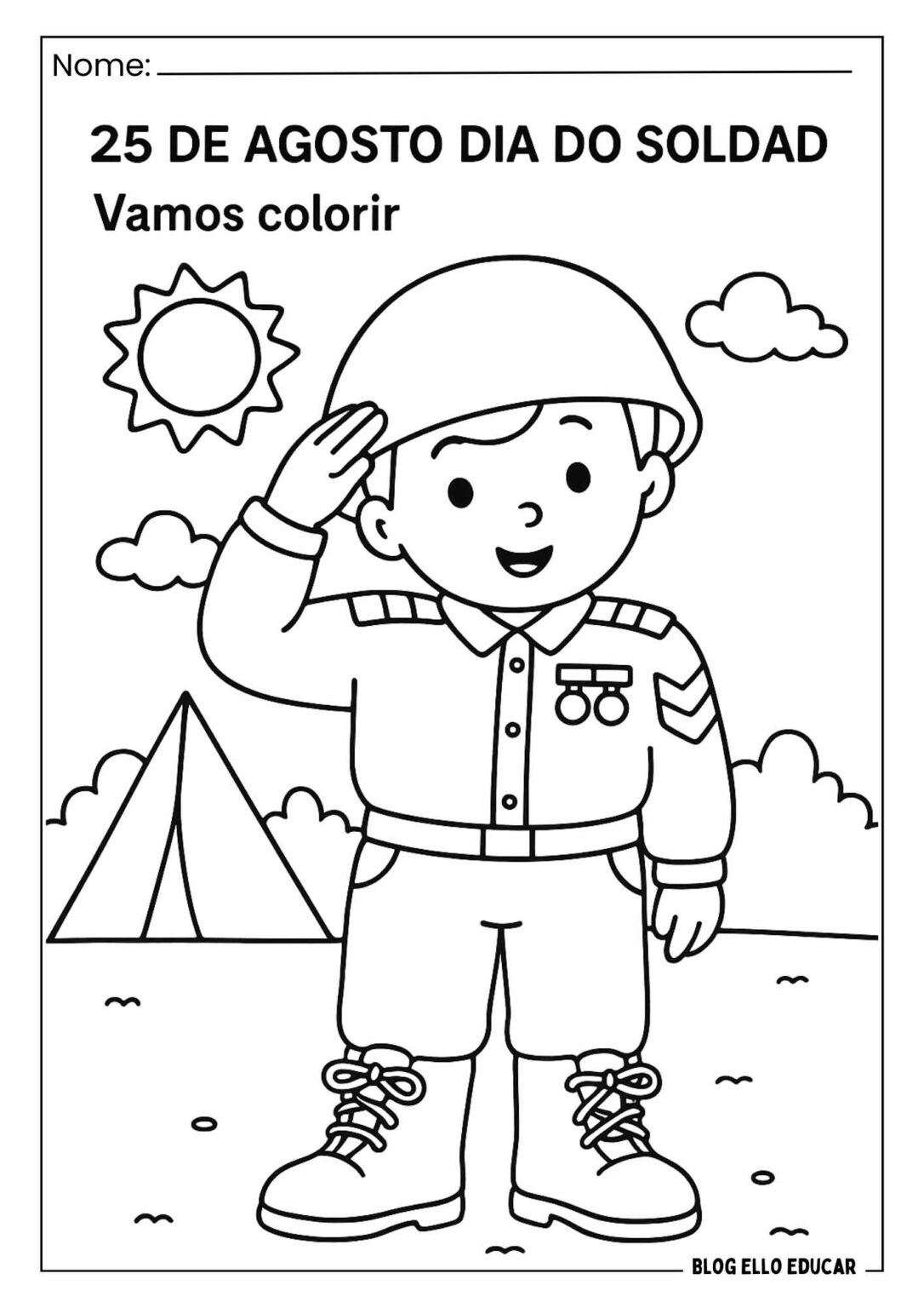 Desenhos do Dia do Soldado para colorir: apostila grátis em PDF - Ello ...