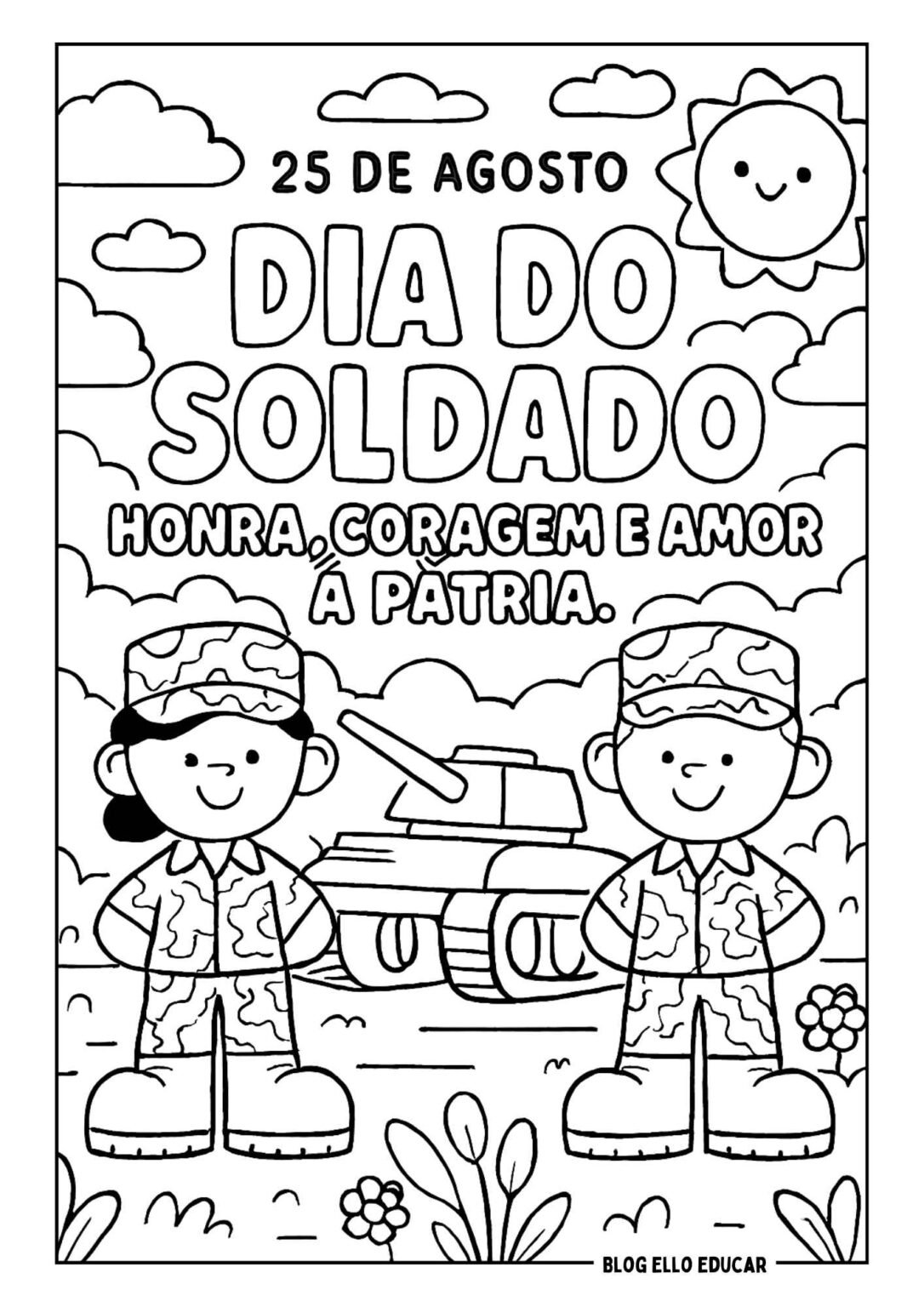 Desenhos do Dia do Soldado para colorir: apostila grátis em PDF - Ello ...
