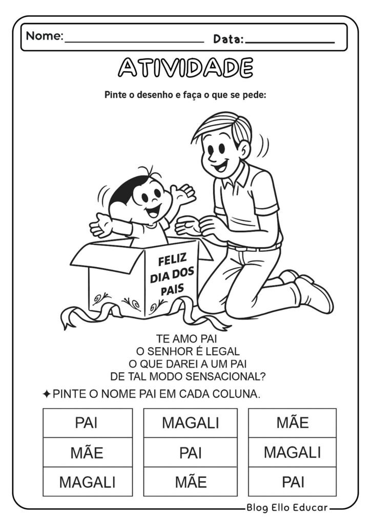 Atividades para o dia dos pais educação infantil