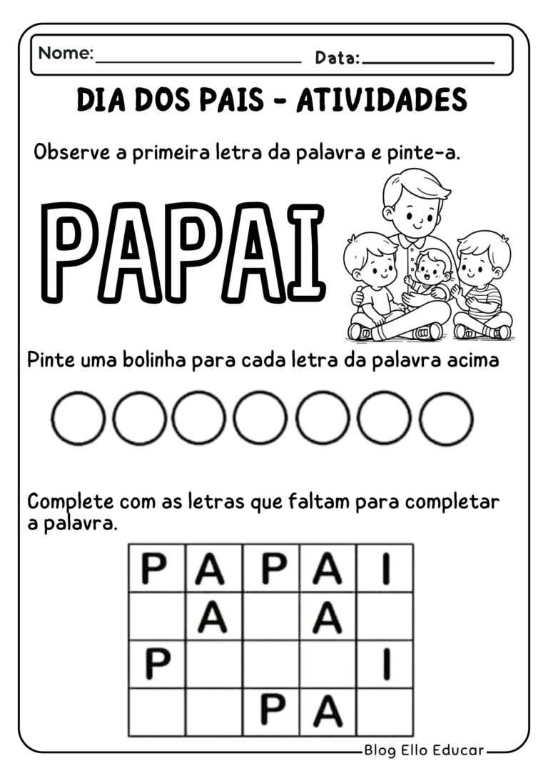 Atividades para o Dia dos Pais na Educação Infantil: Apostila em PDF