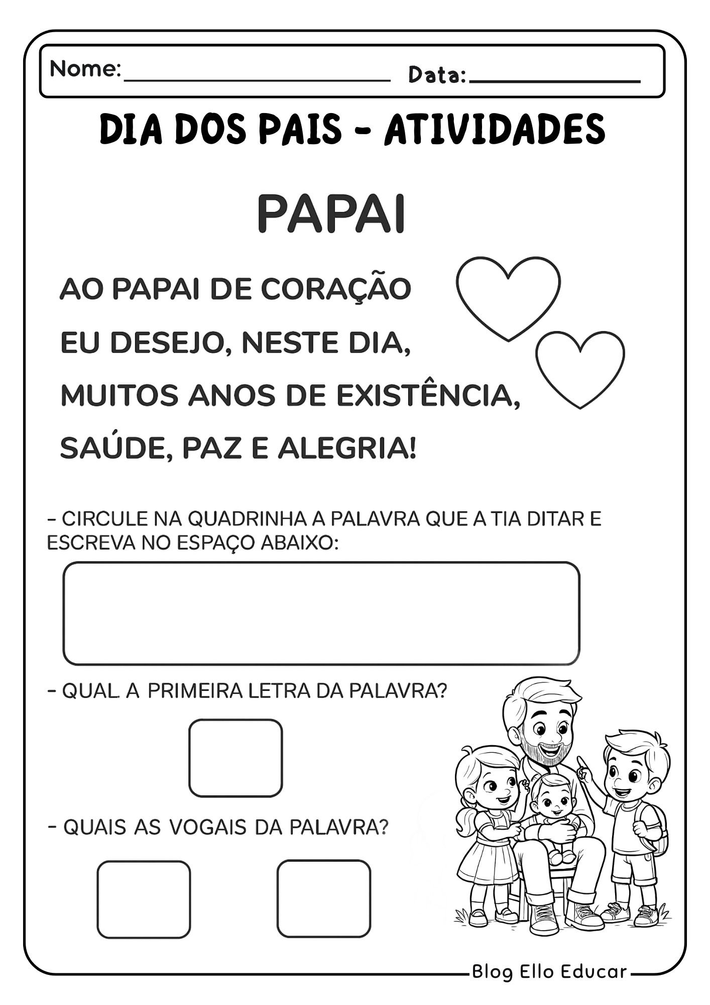 Atividades para o Dia dos Pais na Educação Infantil: Apostila em PDF