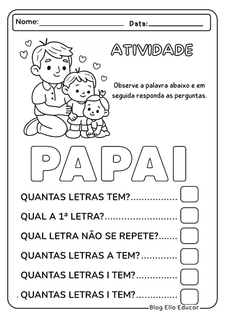 Atividades para o dia dos pais educação infantil