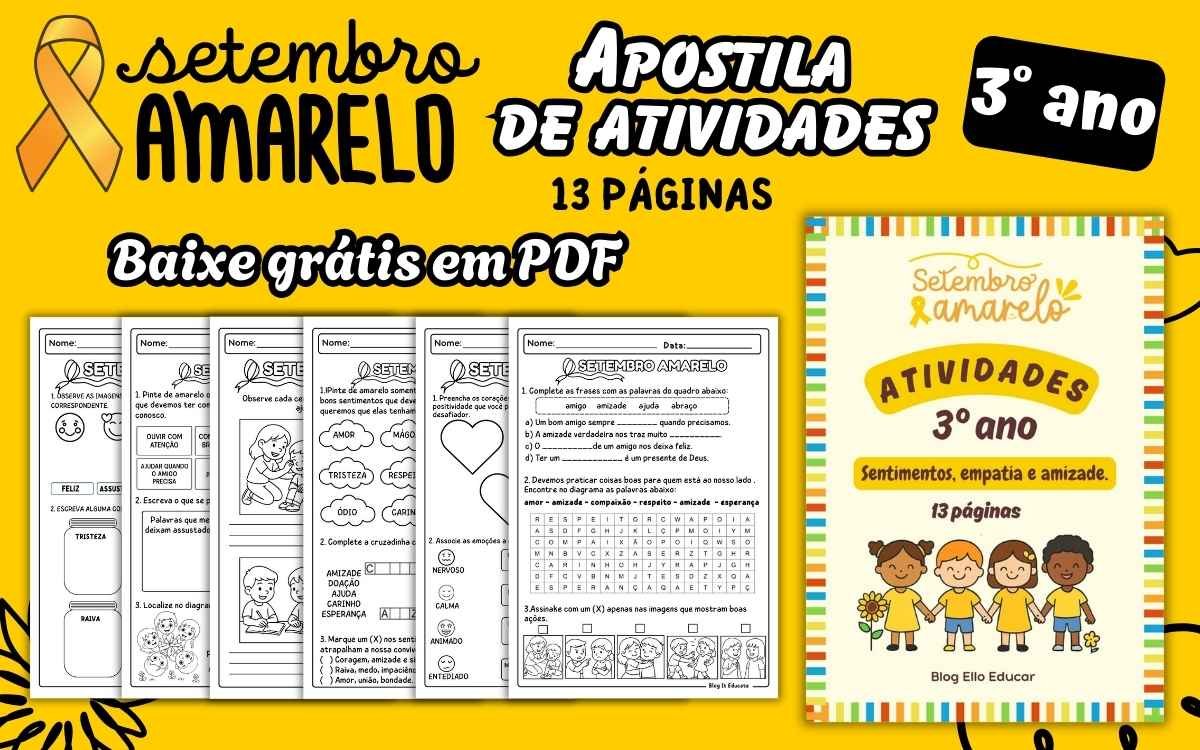 Atividades sobre Setembro Amarelo - 3° ano