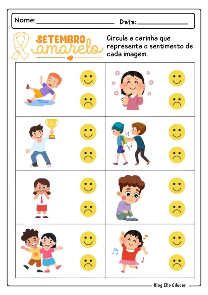 Atividades Setembro Amarelo - Educação Infantil