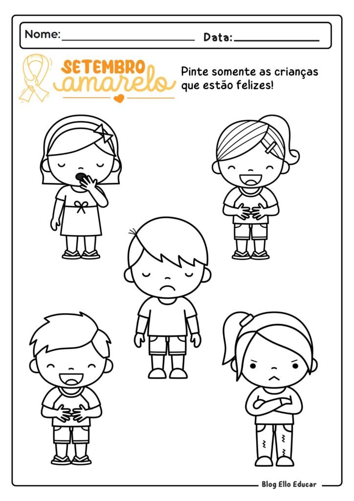 Atividades Setembro Amarelo - Educação Infantil 