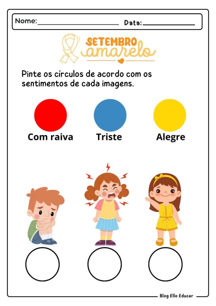 Atividades Setembro Amarelo - Educação Infantil 