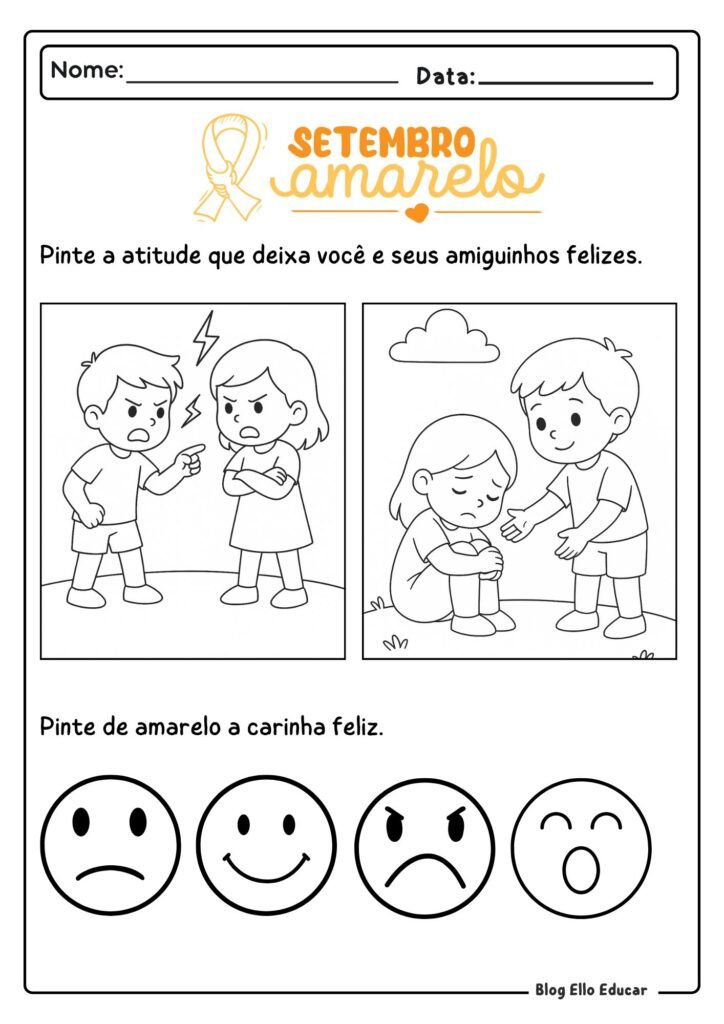 Atividades Setembro Amarelo - Educação Infantil