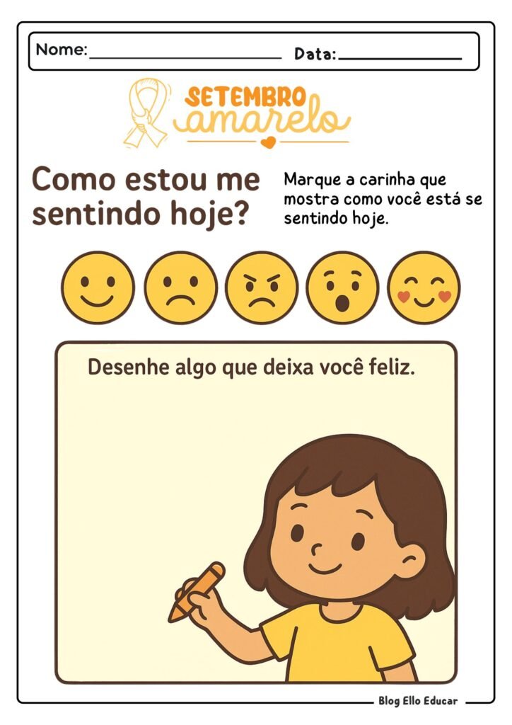 Atividades Setembro Amarelo - Educação Infantil