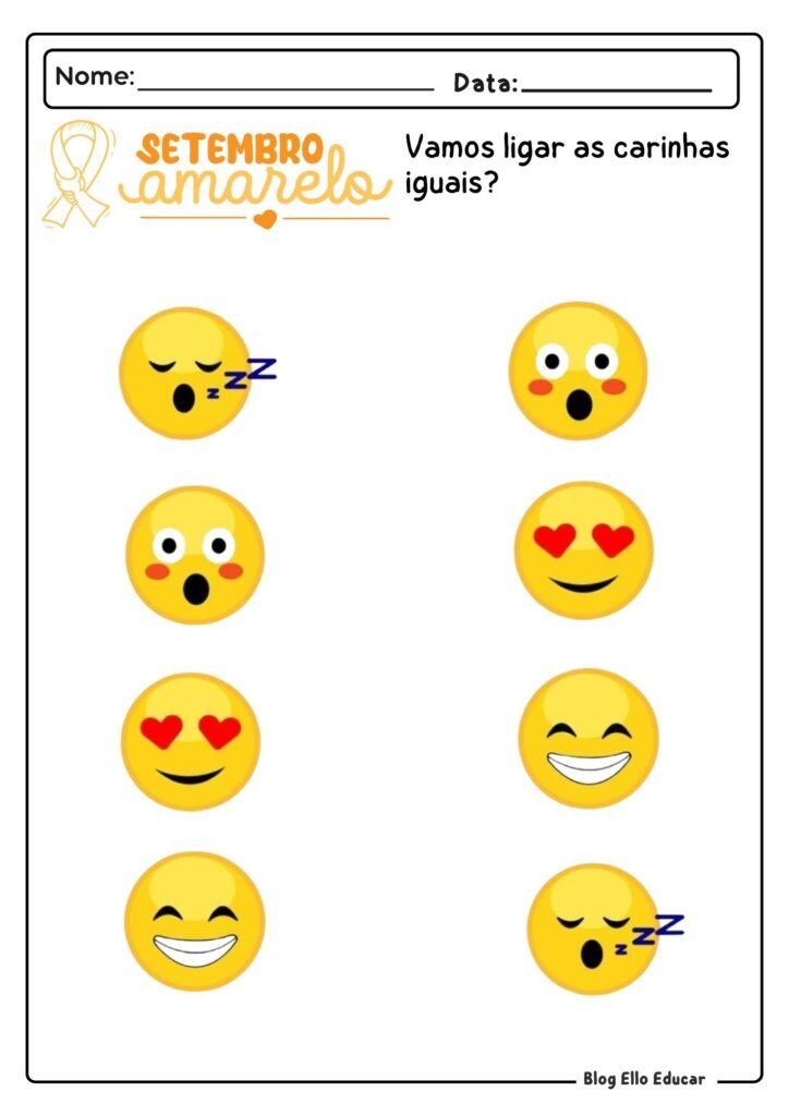 Atividades Setembro Amarelo - Educação Infantil