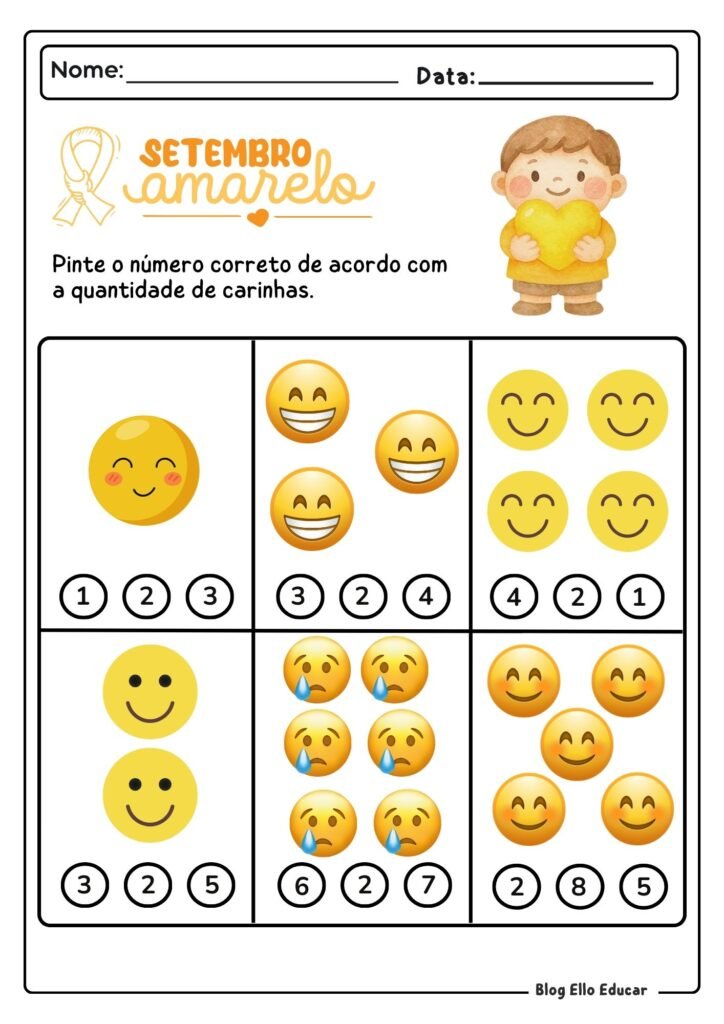 Atividades Setembro Amarelo - Educação Infantil