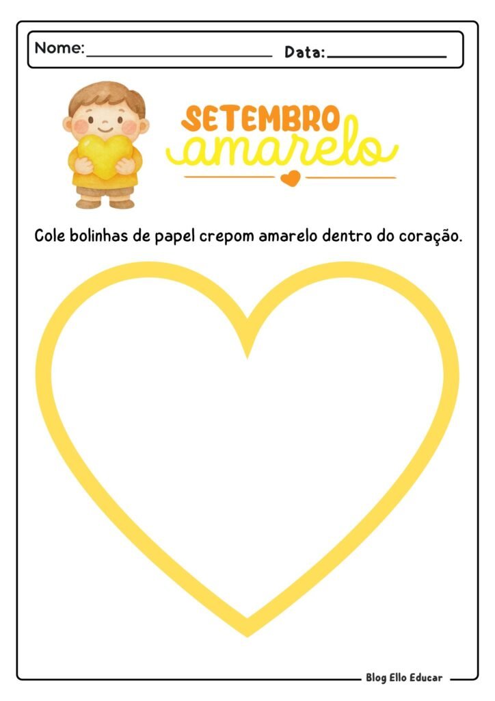 Atividades Setembro Amarelo - Educação Infantil 