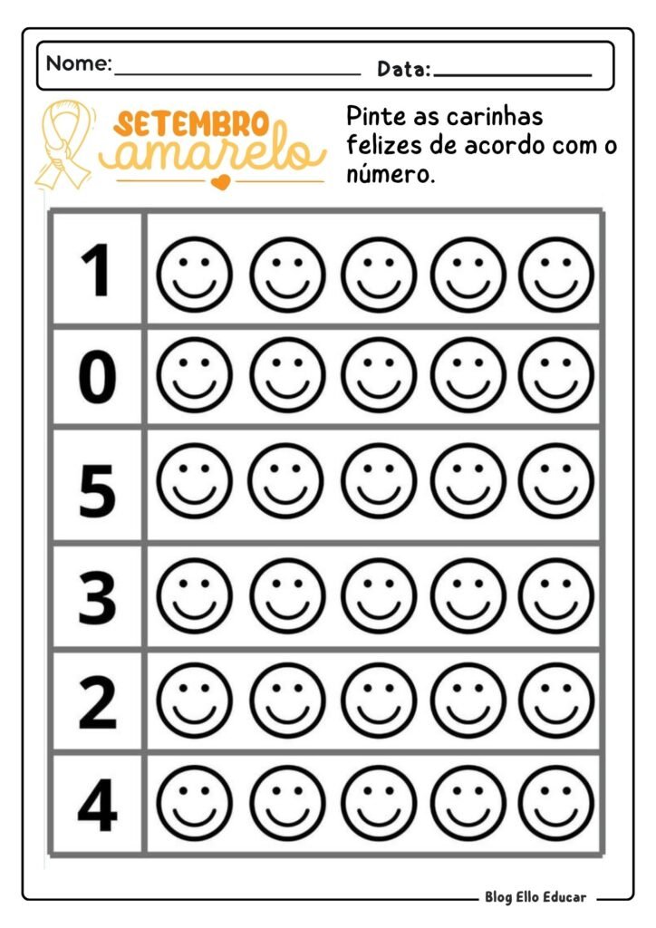 Atividades Setembro Amarelo - Educação Infantil