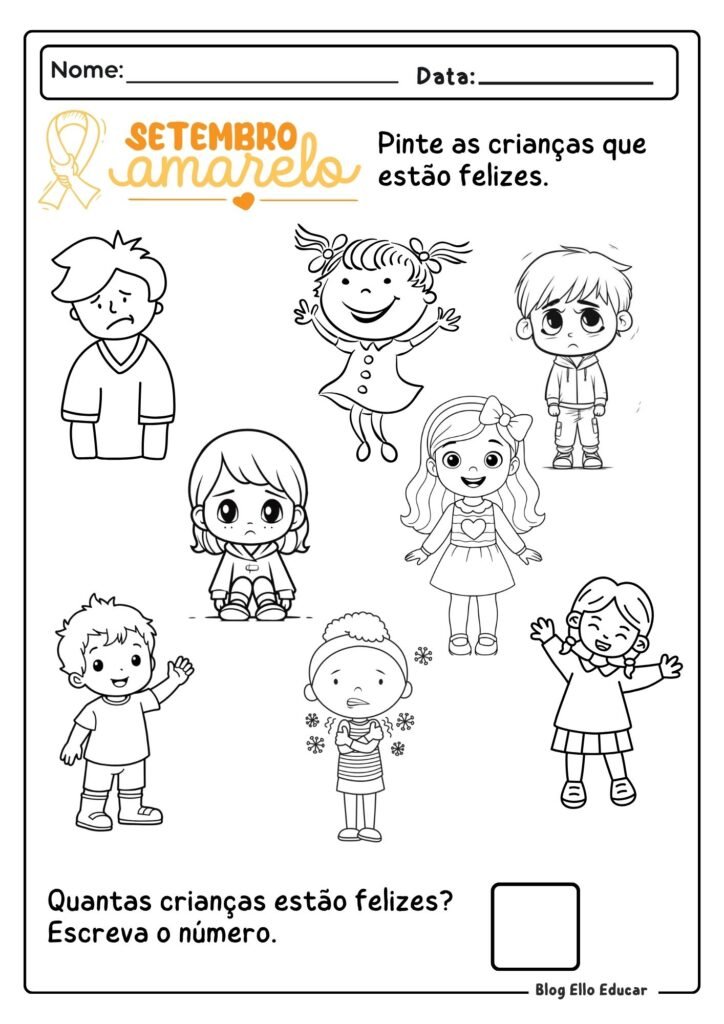 Atividades Setembro Amarelo - Educação Infantil