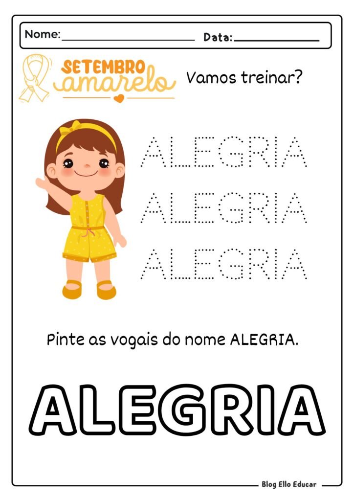 Atividades Setembro Amarelo - Educação Infantil