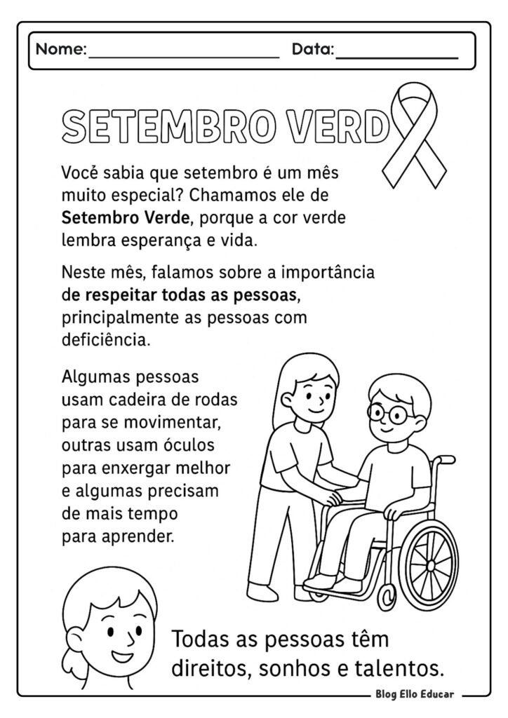 Atividades Setembro Verde - 1° e 2° ano