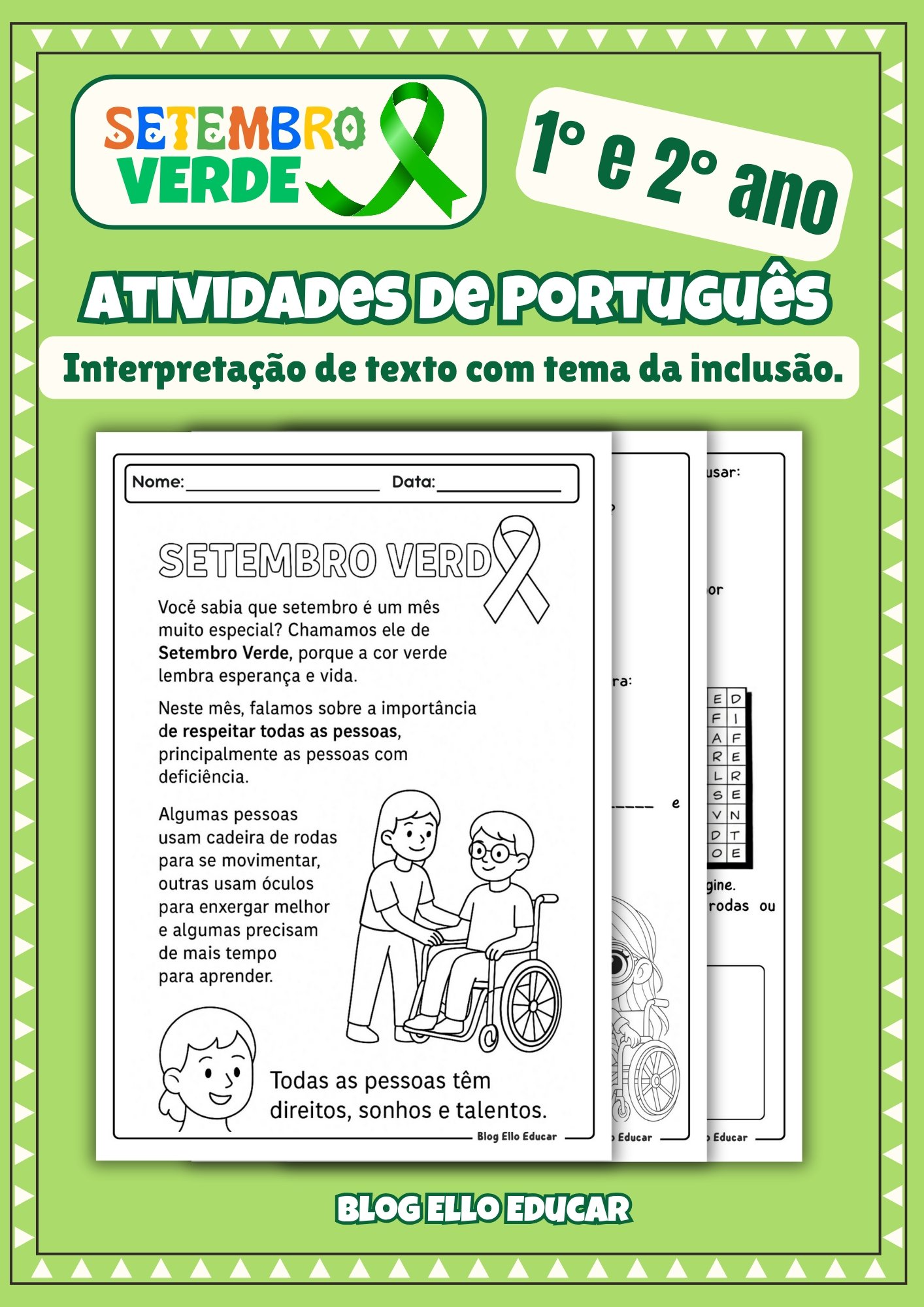 Atividades Setembro Verde 1° e 2° ano