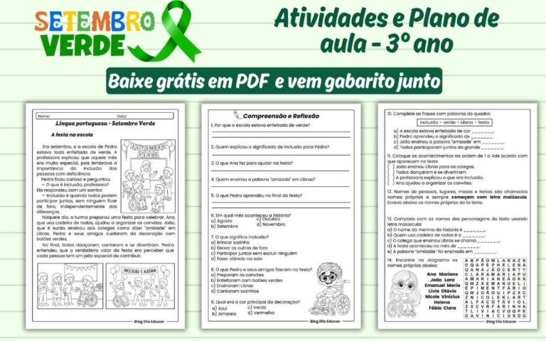Atividades Setembro Verde 3 ano