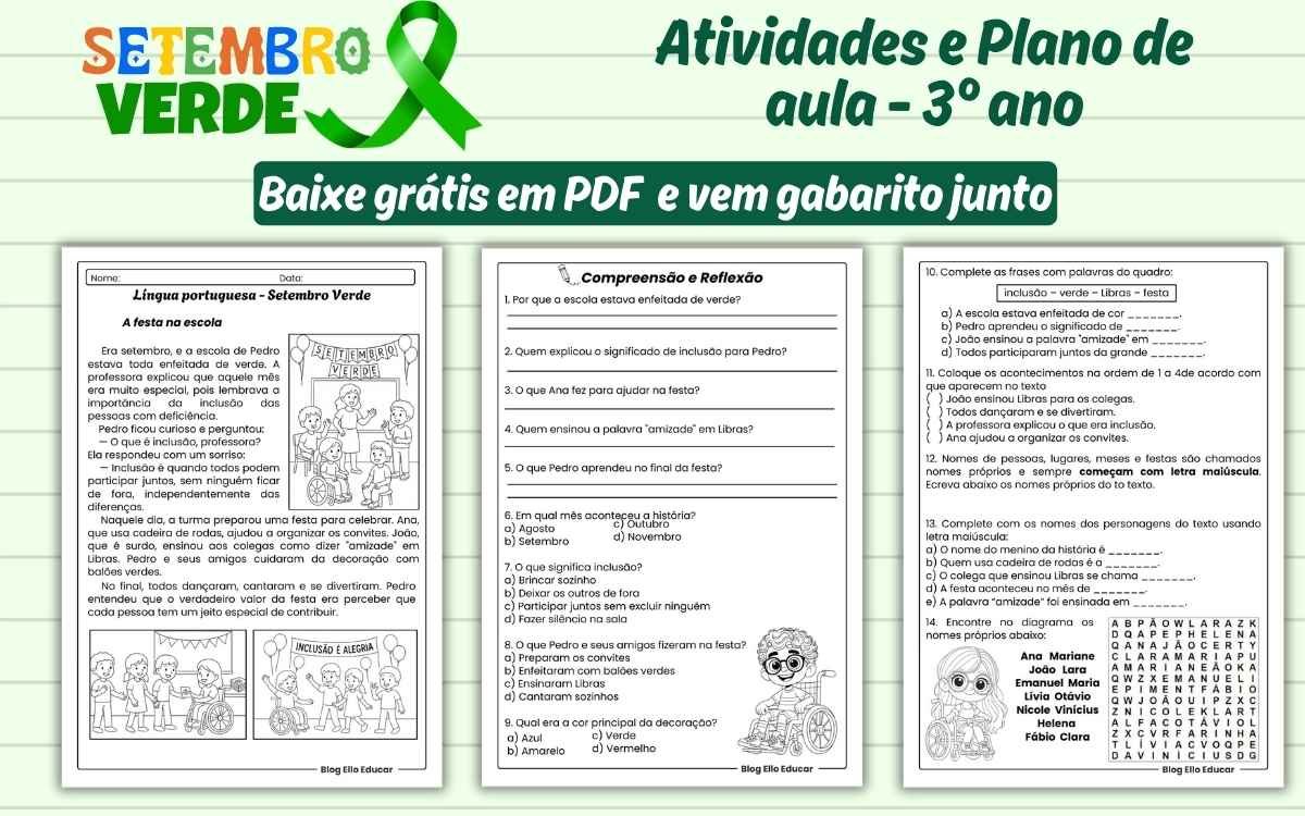 Atividades Setembro Verde 3 ano