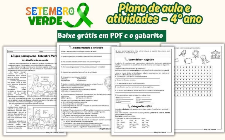 Atividades Setembro Verde 4 ano