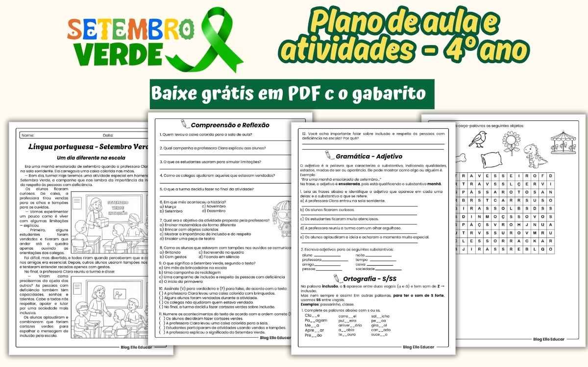 Atividades Setembro Verde 4 ano
