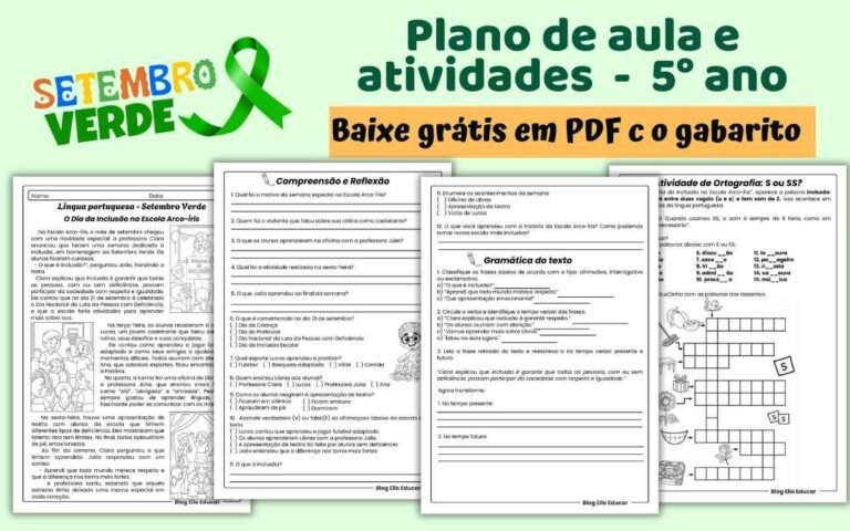 Atividades Setembro Verde 5 ano