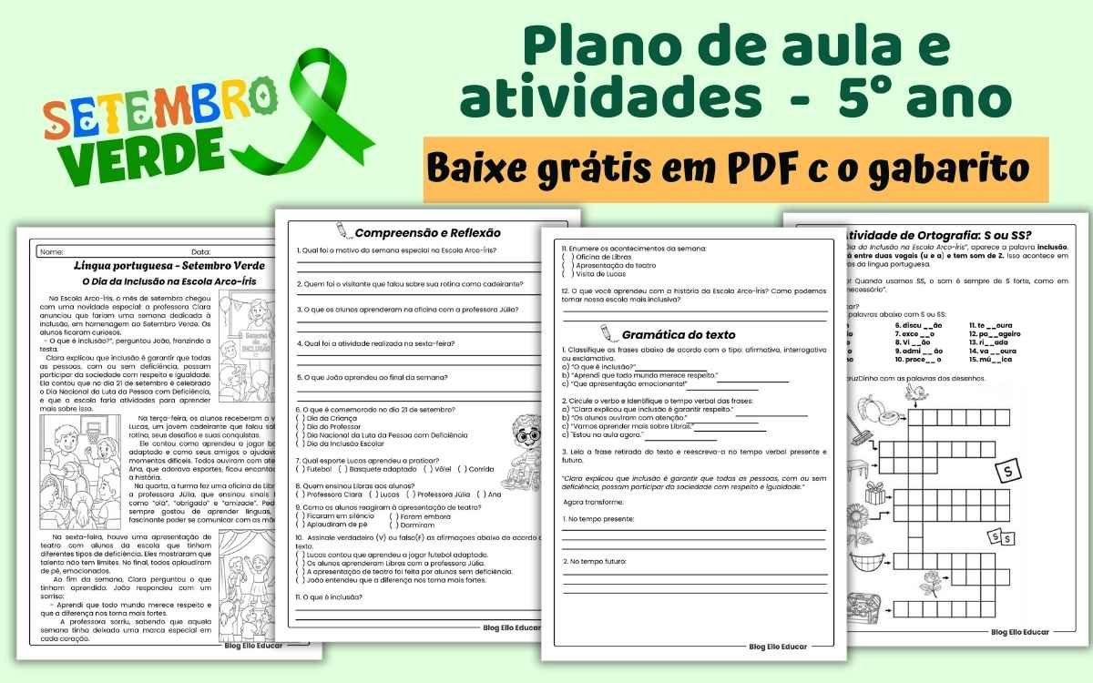 Atividades Setembro Verde 5 ano