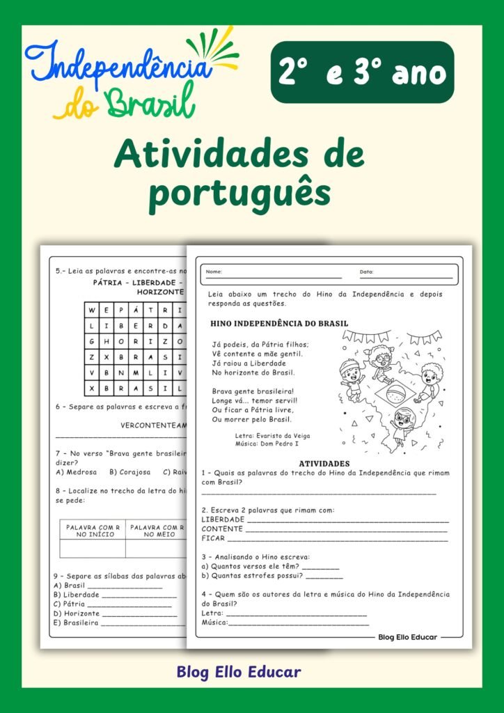Atividades da Semana da Pátria para 2 e 3 ano