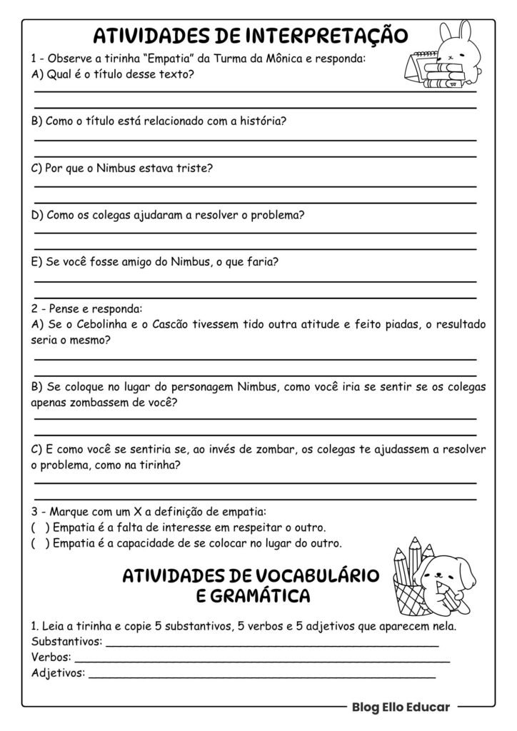 Atividades de português Setembro Amarelo - 4° e 5° ano