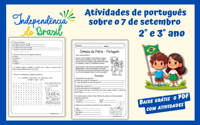 Atividades do 7 de setembro 2 e 3 ano