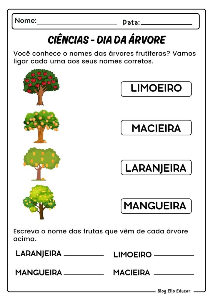 Atividades do Dia da Árvore - 1º ano 