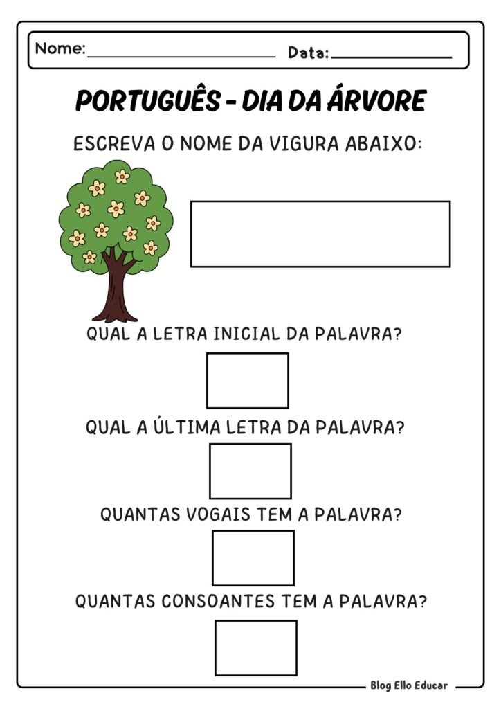 Atividades do Dia da Árvore - 1º ano 