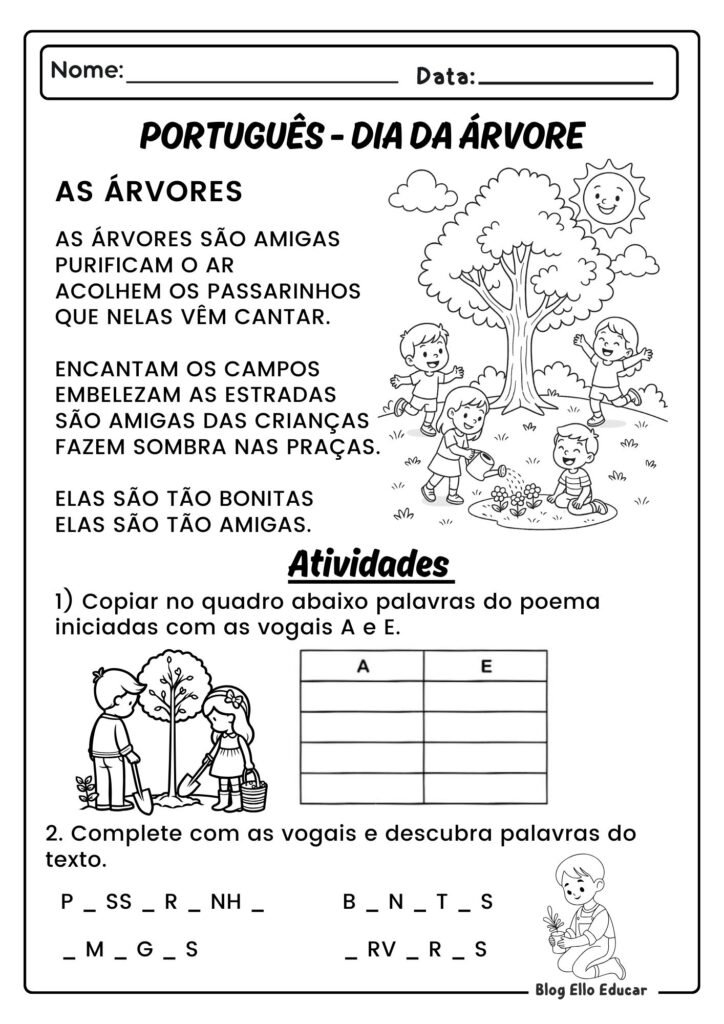 Atividades do Dia da Árvore - 1º ano 