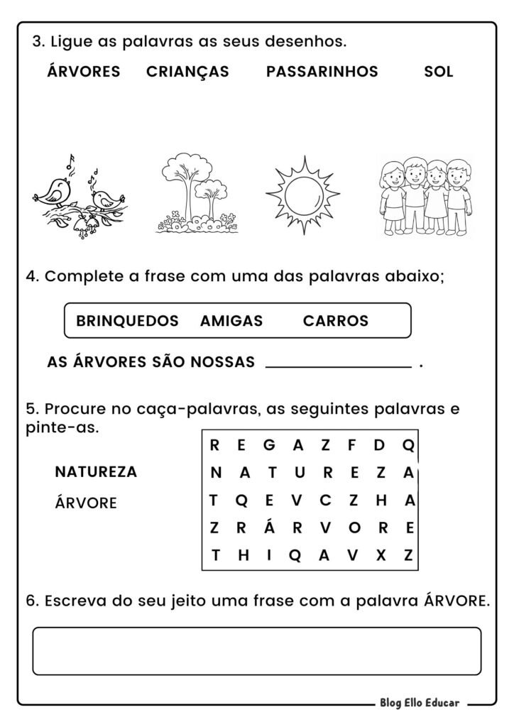 Atividades do Dia da Árvore - 1º ano 