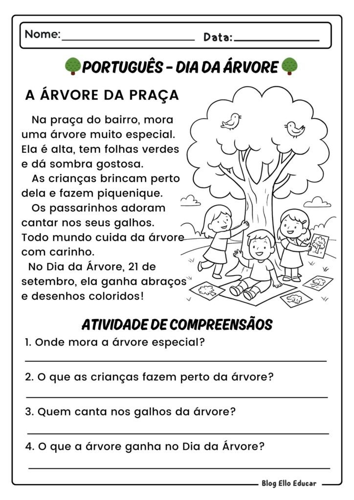 Atividades do Dia da Árvore - 1º ano 