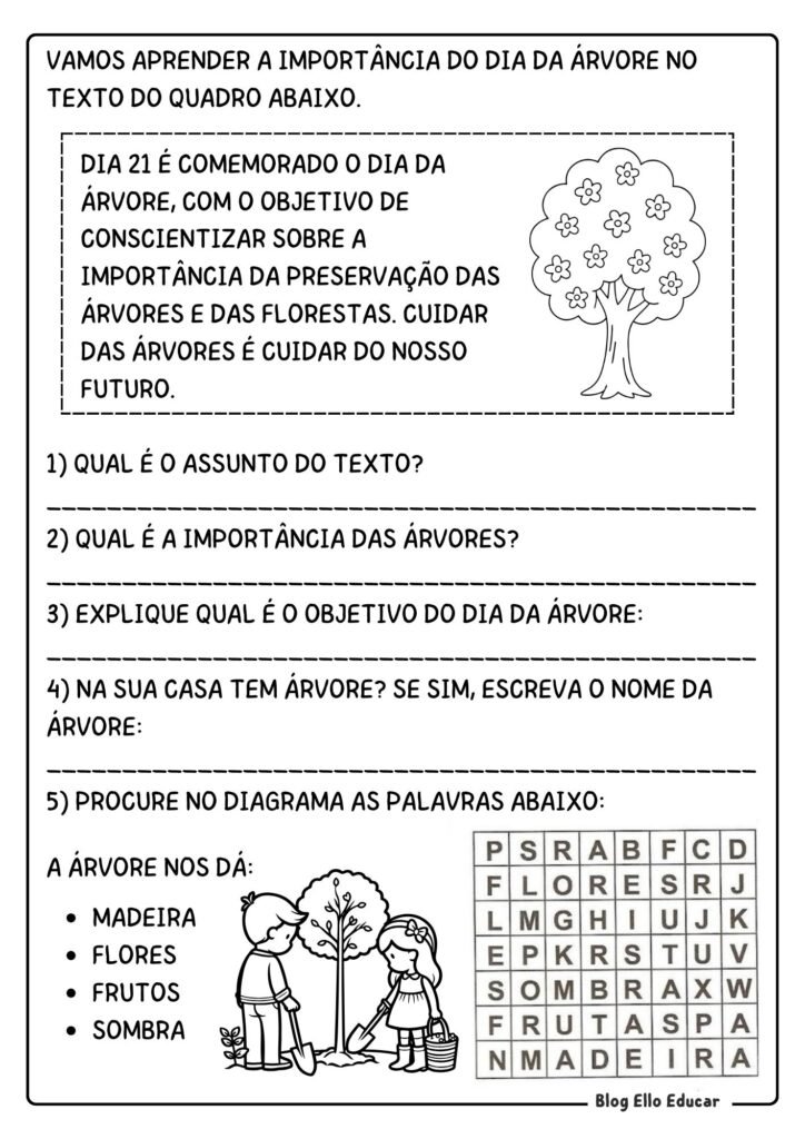 Atividades do Dia da Árvore - 2° ano