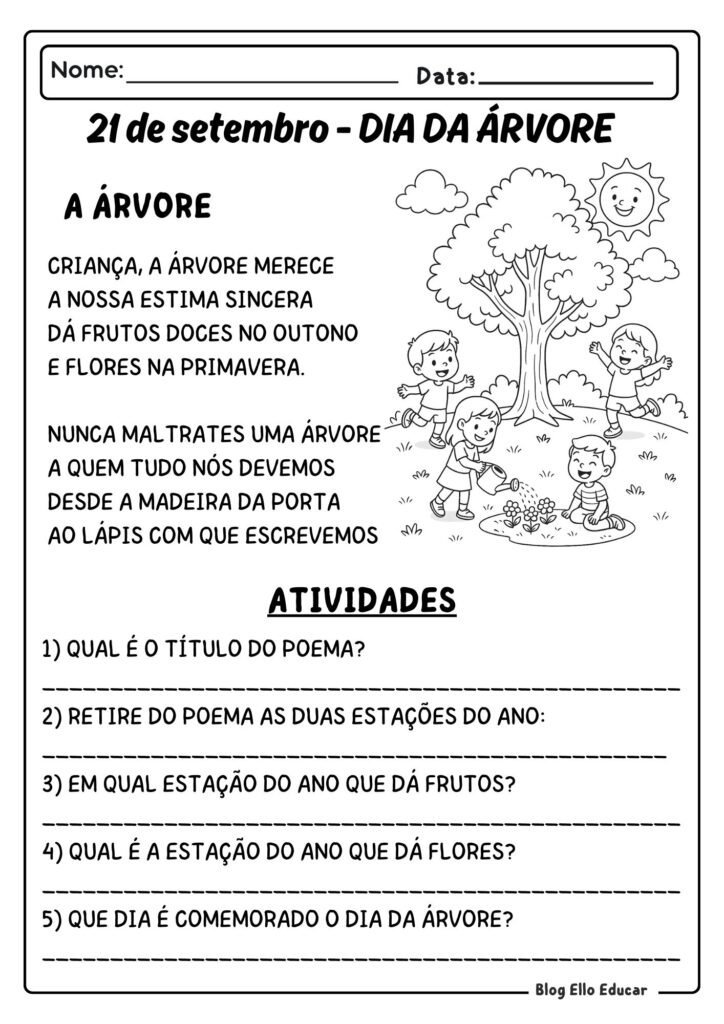 Atividades do Dia da Árvore - 2° ano