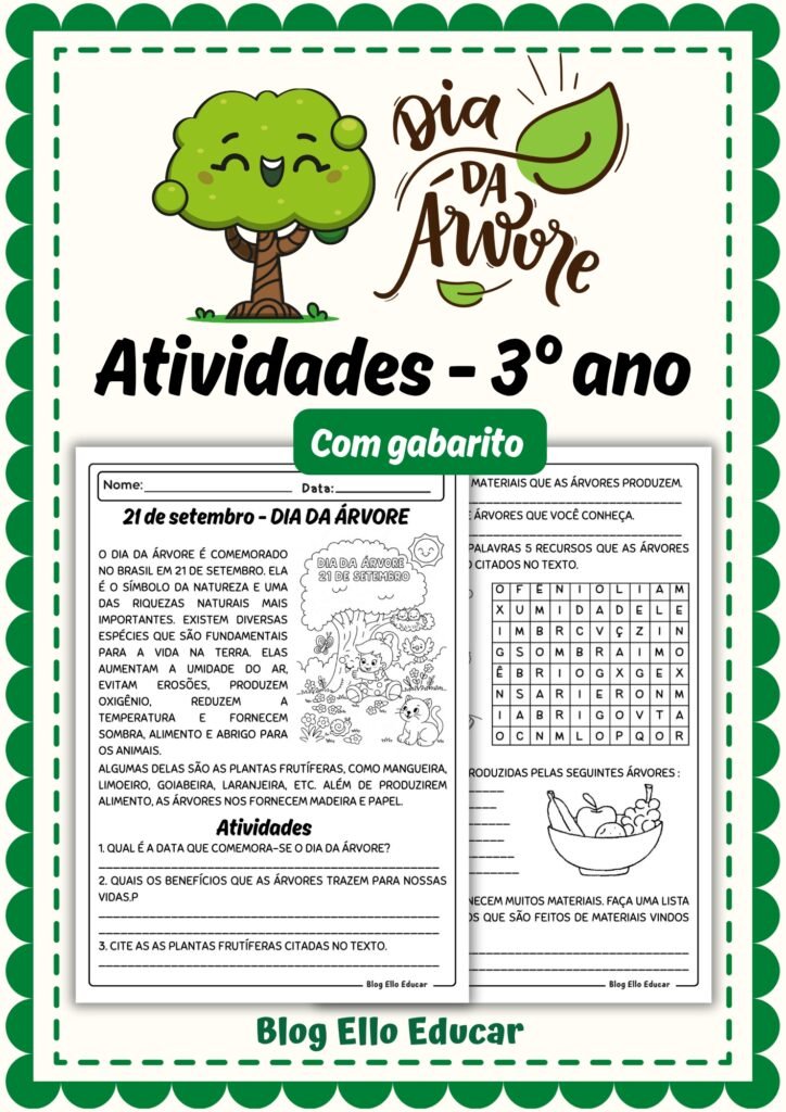 Atividades do Dia da Árvore 3 ano