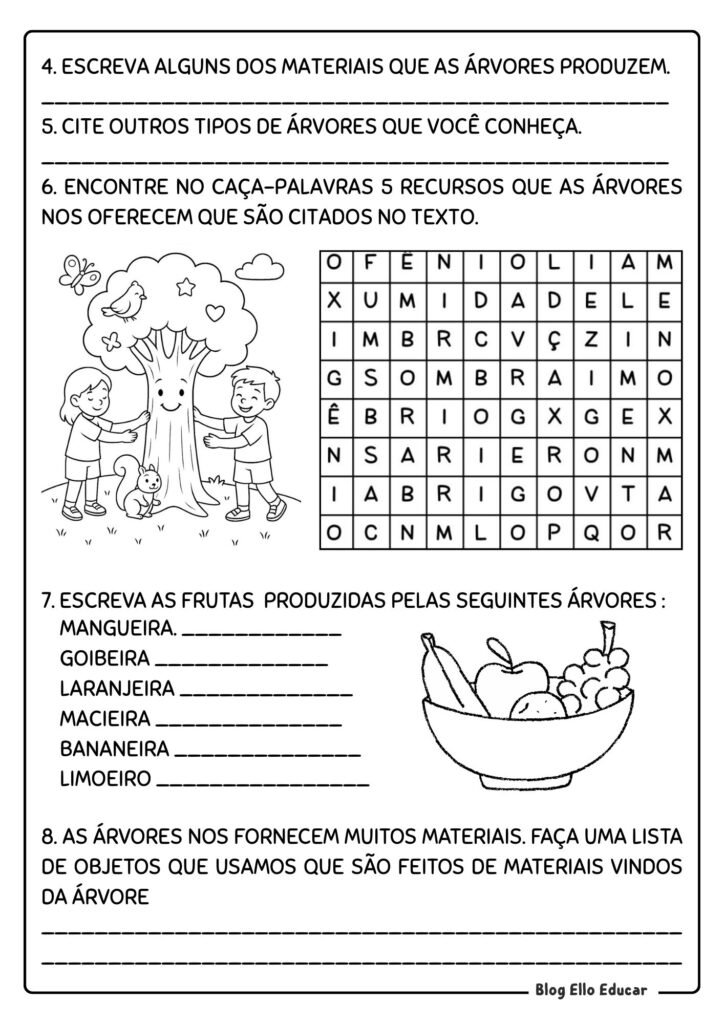 Atividades do Dia da Árvore - 3° ano.