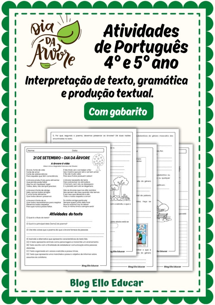 Atividades do Dia da Árvore 4 e 5 ano