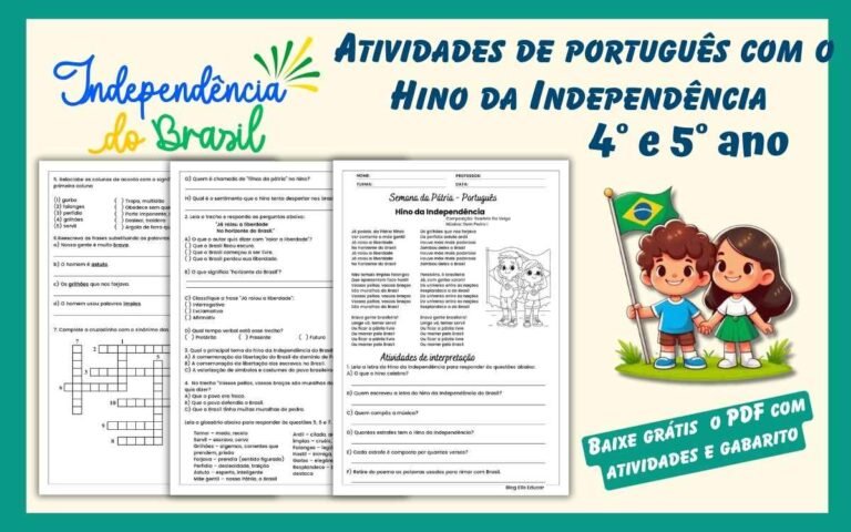 Atividades do Hino da Independência 4 e 5 ano