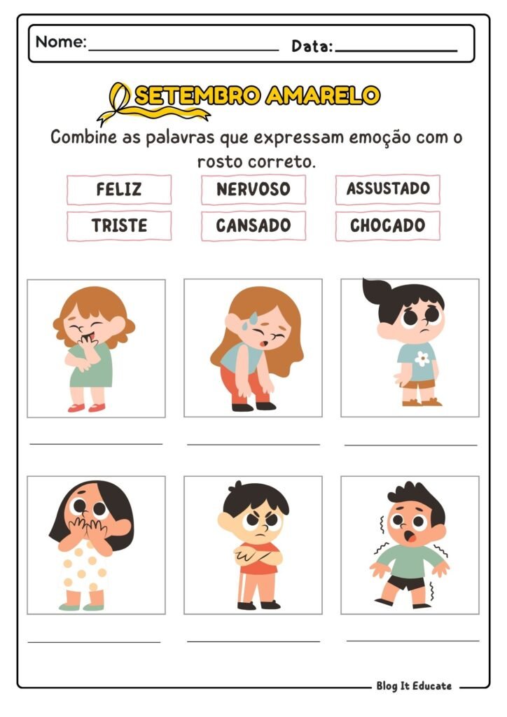 Atividades do Setembro Amarelo - 1° e 2° ano