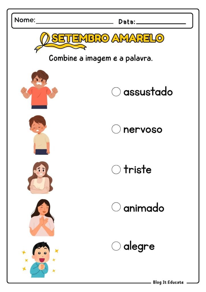 Atividades do Setembro Amarelo - 1° e 2° ano
