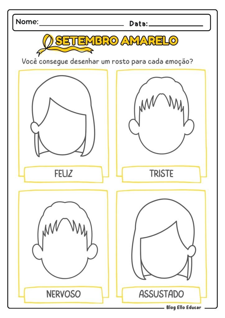 Atividades do Setembro Amarelo - 1° e 2° ano