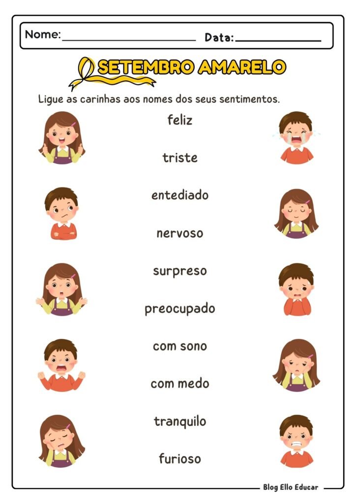 Atividades do Setembro Amarelo - 1° e 2° ano